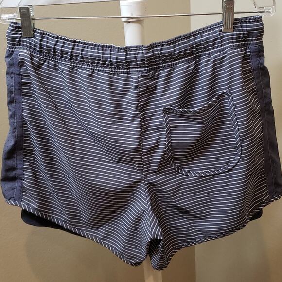 Tangerine Striped Athletic Shorts, Size L, Gray & White - Picture 3 of 9